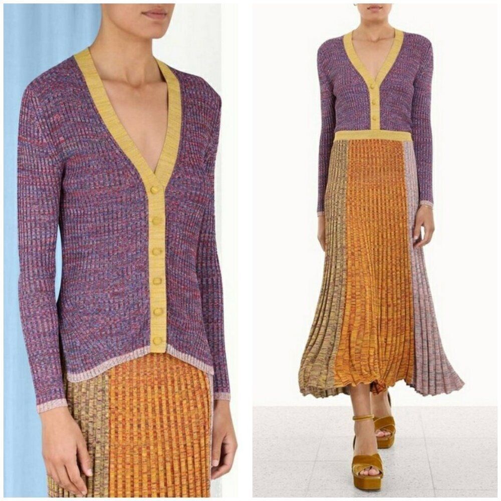 💕ZIMMERMANN💕 Kaleidoscope Mouline Cardigan ~ Purple Gold 0P = US 2P NWT
